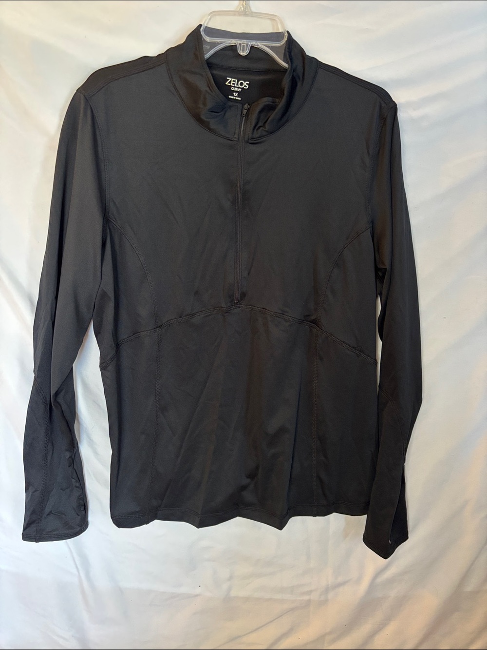 ZELOS Black Long-Sleeve Half-Zip Performance Top